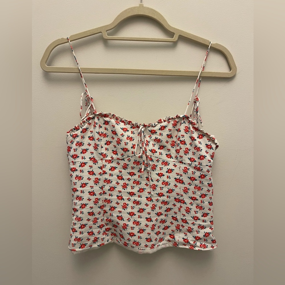 Zara Bustier Blouse, Red & White, Medium